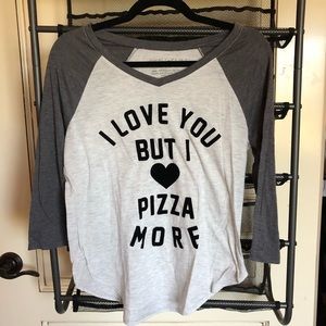 I love pizza graphic baseball tee